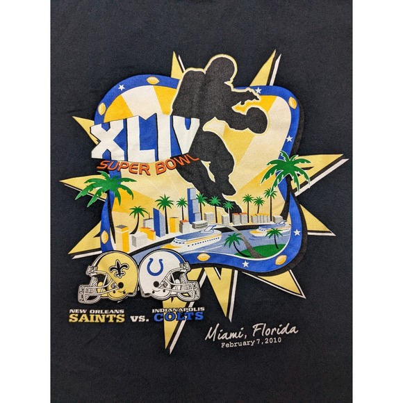 SUPER BOWL XLIV SAINTS VS COLTS MIAMI FL FEBRUARY 7 2020 Men Large T-Shirt - Picture 3 of 11